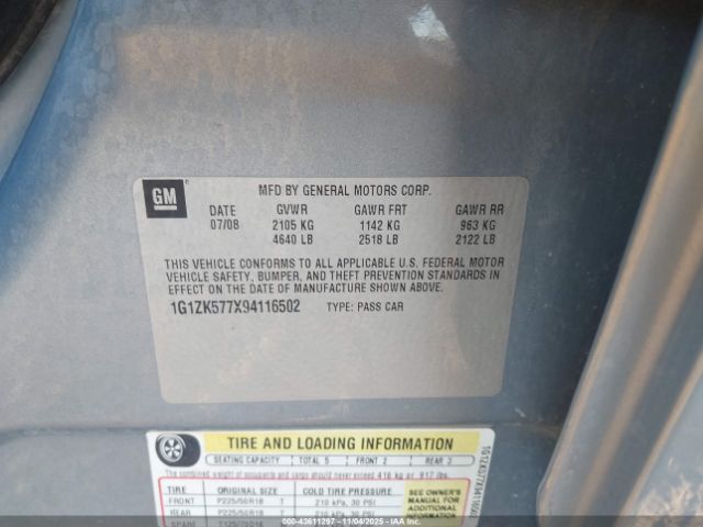 2009 CHEVROLET MALIBU 1G1ZK577X94116502 Photo 8