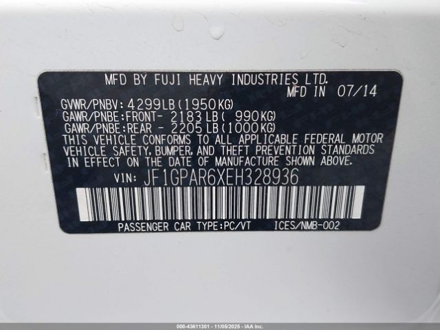 2014 SUBARU IMPREZA JF1GPAR6XEH328936 Photo 8