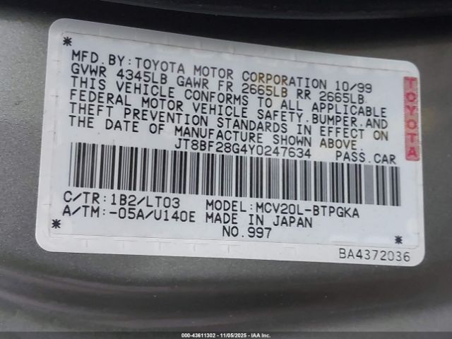 2000 LEXUS ES 300 JT8BF28G4Y0247634 Photo 8