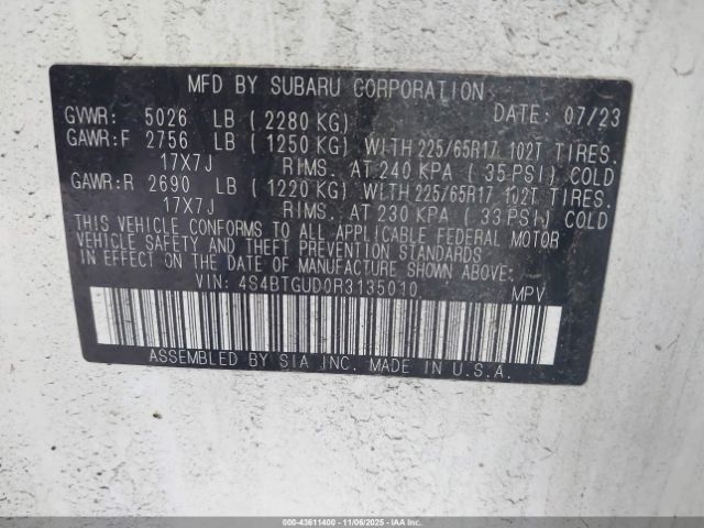 2024 SUBARU OUTBACK 4S4BTGUD0R3135010 Photo 8