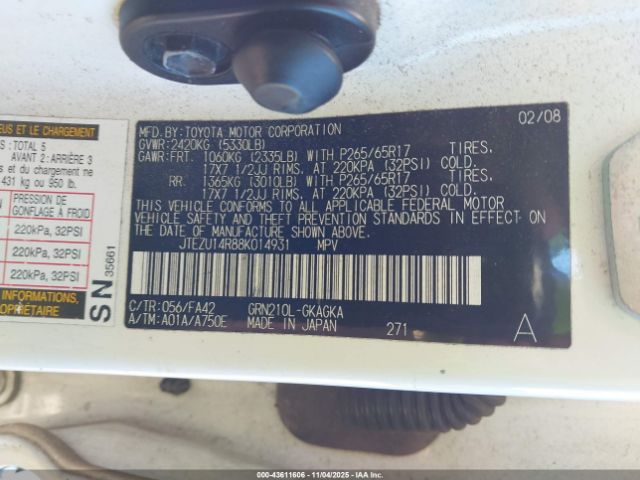 2008 TOYOTA 4RUNNER JTEZU14R88K014931 Photo 8