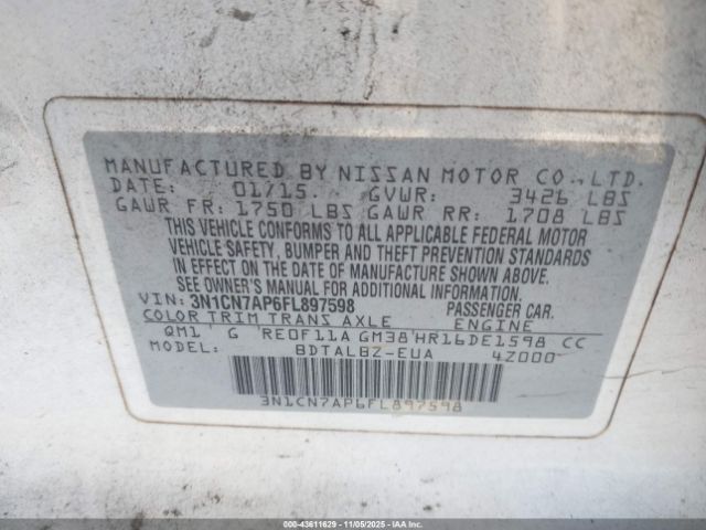 2015 NISSAN VERSA 3N1CN7AP6FL897598 Photo 8
