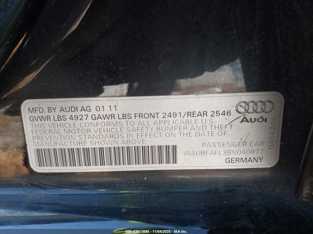 2011 AUDI A4 WAUBFAFL3BN040977 Photo 8