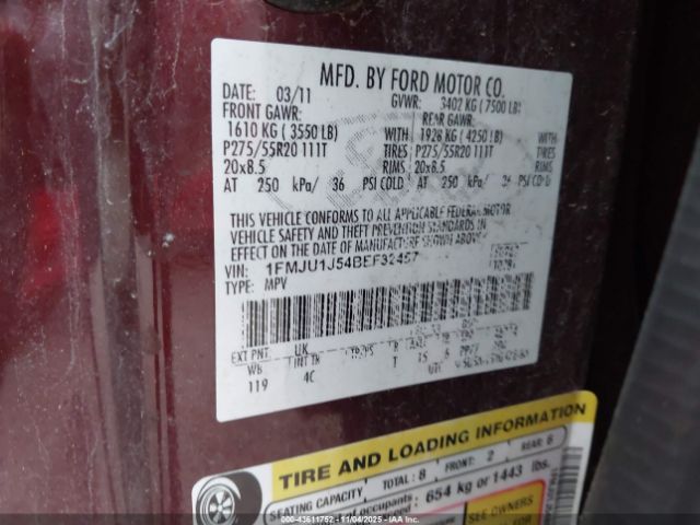 2011 FORD EXPEDITION 1FMJU1J54BEF32457 Photo 8