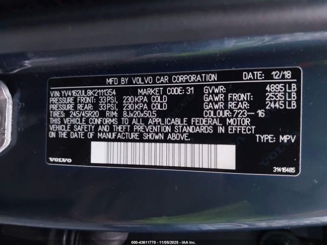 2019 VOLVO XC40 YV4162UL8K2111354 Photo 8