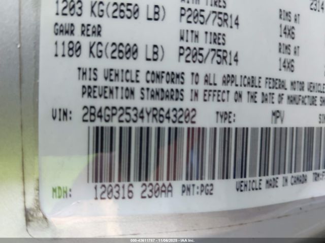 2000 DODGE CARAVAN 2B4GP2534YR643202 Photo 8