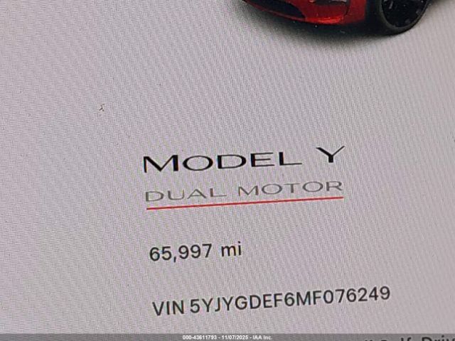 2021 TESLA MODEL Y 5YJYGDEF6MF076249 Photo 6