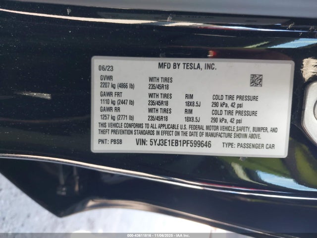 2023 TESLA MODEL 3 5YJ3E1EB1PF599646 Photo 8