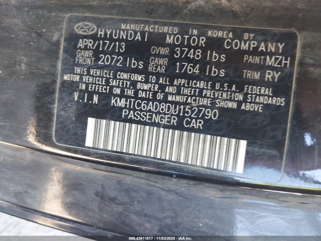 2013 HYUNDAI VELOSTER KMHTC6AD8DU152790 Photo 8