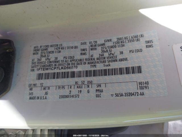 2020 FORD F-150 1FTEW1CP7LKD56070 Photo 8