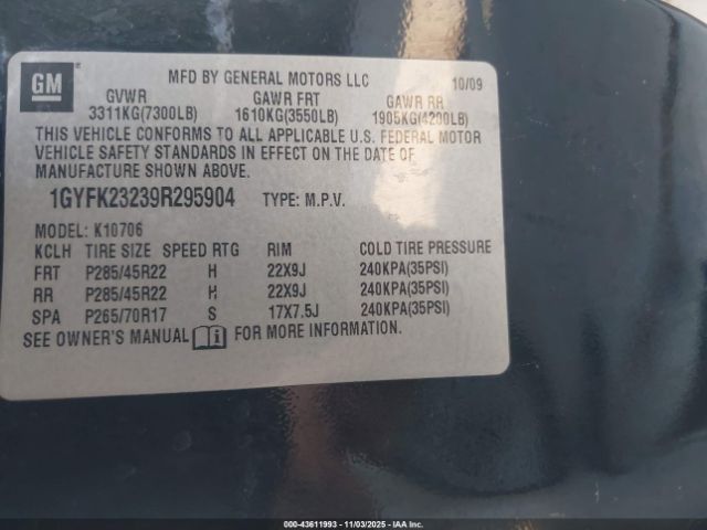 2009 CADILLAC ESCALADE 1GYFK23239R295904 Photo 8