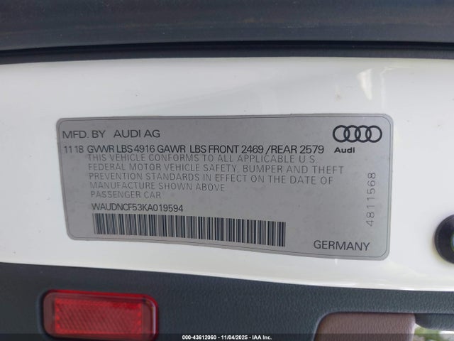 2019 AUDI A5 WAUDNCF53KA019594 Photo 8