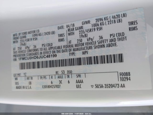 2018 FORD ESCAPE 1FMCU0HD6JUC48199 Photo 8