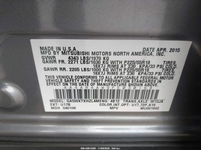 2015 MITSUBISHI OUTLANDER SPORT 4A4AR4AW9FE030168 Photo 8