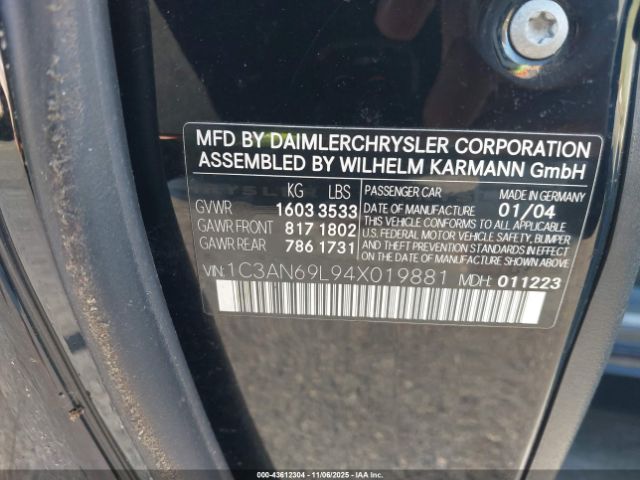 2004 CHRYSLER CROSSFIRE 1C3AN69L94X019881 Photo 8