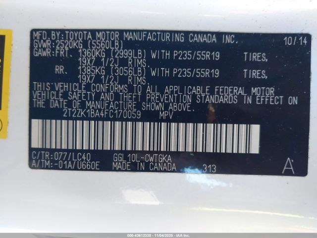2015 LEXUS RX 350 2T2ZK1BA4FC170059 Photo 8