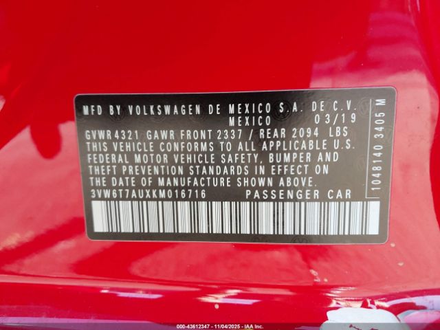 2019 VOLKSWAGEN GOLF GTI 3VW6T7AUXKM016716 Photo 8