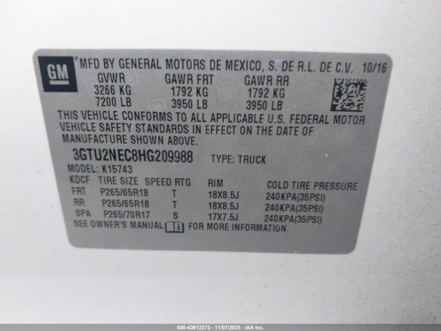 2017 GMC SIERRA 1500 3GTU2NEC8HG209988 Photo 8
