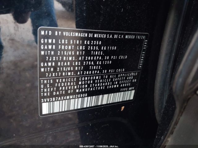 2021 VOLKSWAGEN TIGUAN 3VV3B7AX4MM026908 Photo 8
