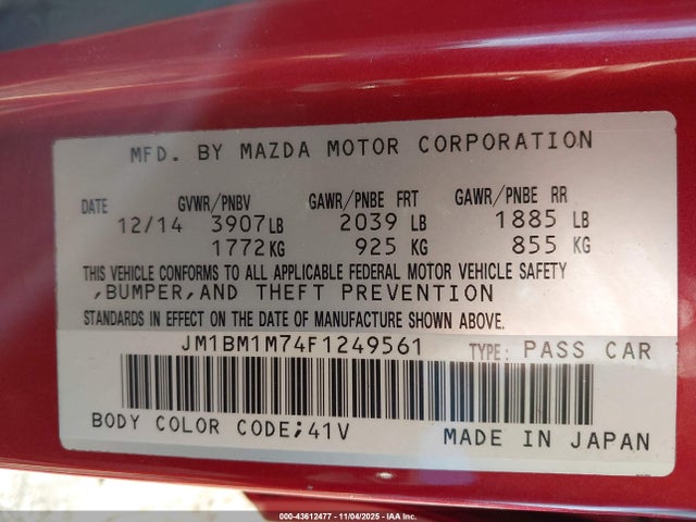 2015 MAZDA MAZDA3 JM1BM1M74F1249561 Photo 8