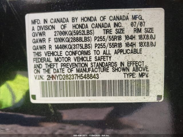 2007 ACURA MDX 2HNYD28237H548843 Photo 8