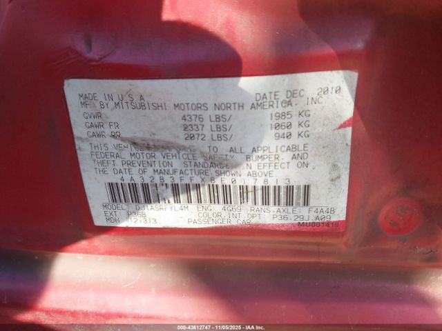 2011 MITSUBISHI GALANT 4A32B3FFXBE017813 Photo 8