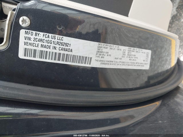 Продаж на аукціоні авто 2020 Chrysler Pacifica Limited, vin: 2C4RC1GG1LR262921, номер лоту: 43612796