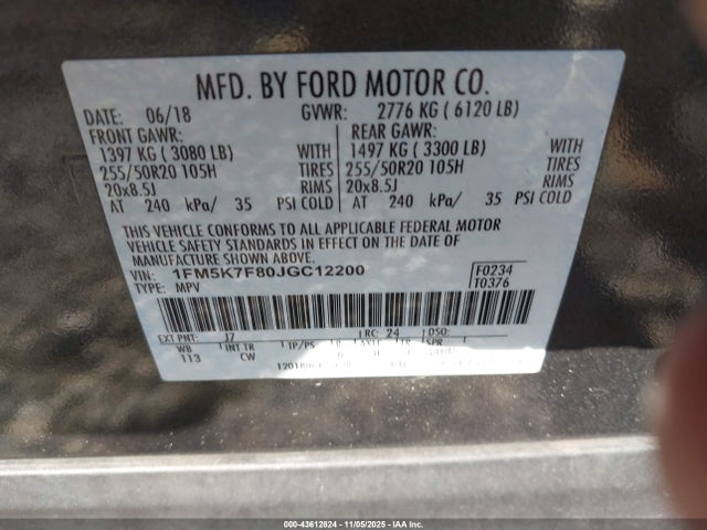 Ford Explorer Limited 2018 1FM5K7F80JGC12200 Image 9
