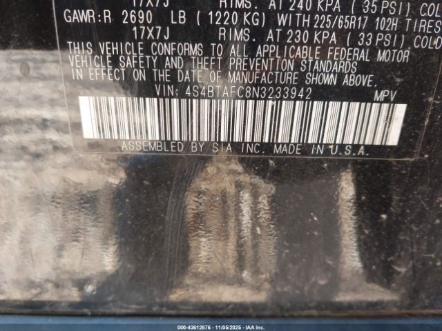 2022 SUBARU OUTBACK 4S4BTAFC8N3233942 Photo 8