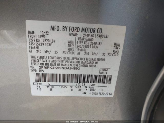 2022 FORD EDGE 2FMPK4K99NBA94893 Photo 8
