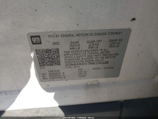 2021 CHEVROLET EQUINOX 2GNAXKEV7M6158128 Photo 8