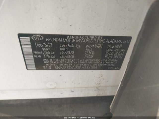 2023 HYUNDAI SANTA FE 5NMS3DAJ0PH536004 Photo 8