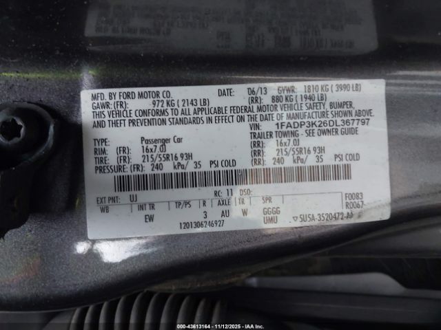 2013 FORD FOCUS 1FADP3K26DL367797 Photo 8