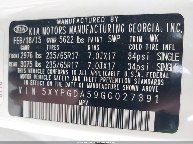 2016 KIA SORENTO 5XYPGDA59GG027391 Photo 8