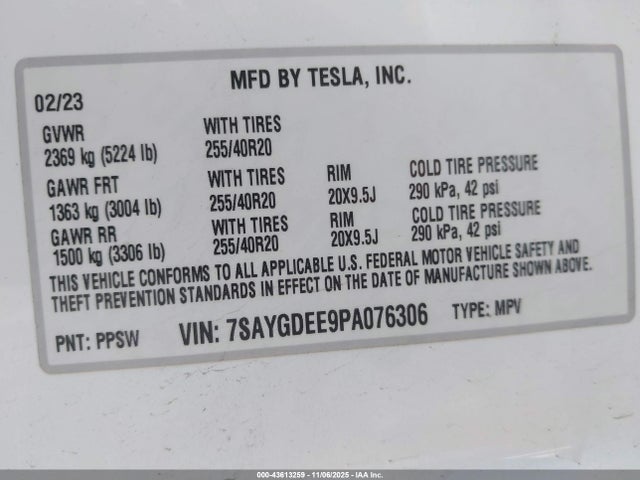 2023 TESLA MODEL Y 7SAYGDEE9PA076306 Photo 8