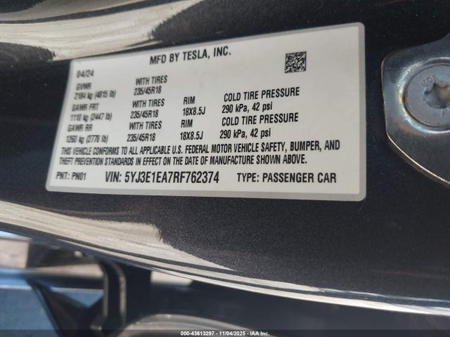 2024 TESLA MODEL 3 5YJ3E1EA7RF762374 Photo 8