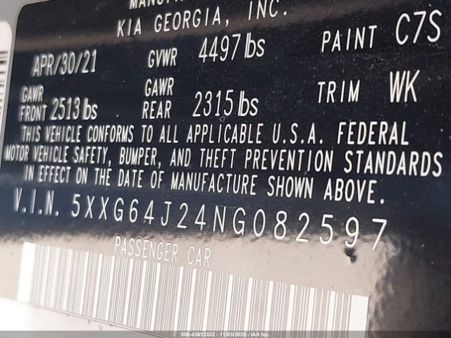 2022 KIA K5 5XXG64J24NG082597 Photo 8