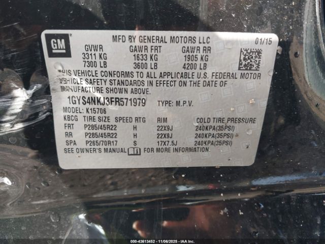 2015 CADILLAC ESCALADE 1GYS4NKJ3FR571979 Photo 8