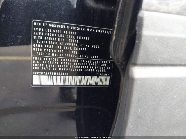 2019 VOLKSWAGEN TIGUAN 3VV2B7AXXKM183416 Photo 8