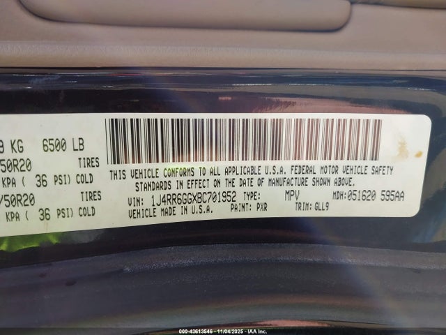 Aukcja sprzedaży 2011 Jeep Grand Cherokee Overland, vin: 1J4RR6GGXBC701952, numer aukcji: 43613546