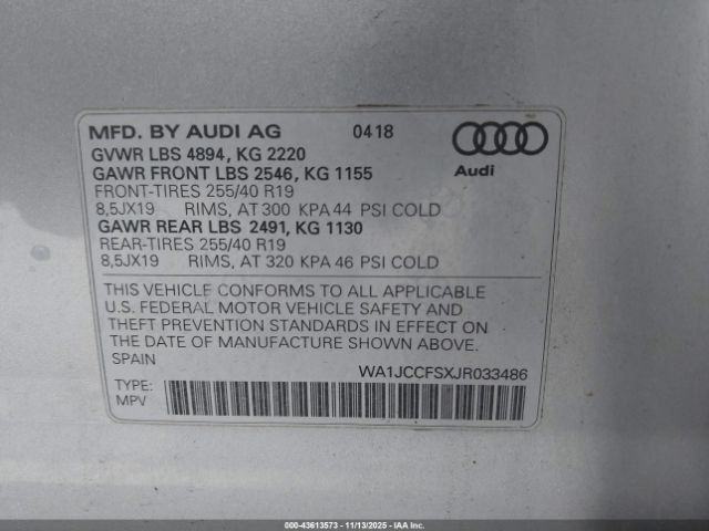 2018 AUDI Q3 WA1JCCFSXJR033486 Photo 8