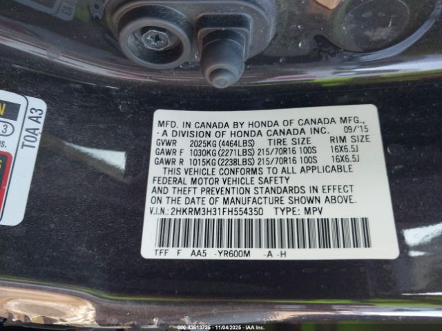 2015 HONDA CR-V 2HKRM3H31FH554350 Photo 8