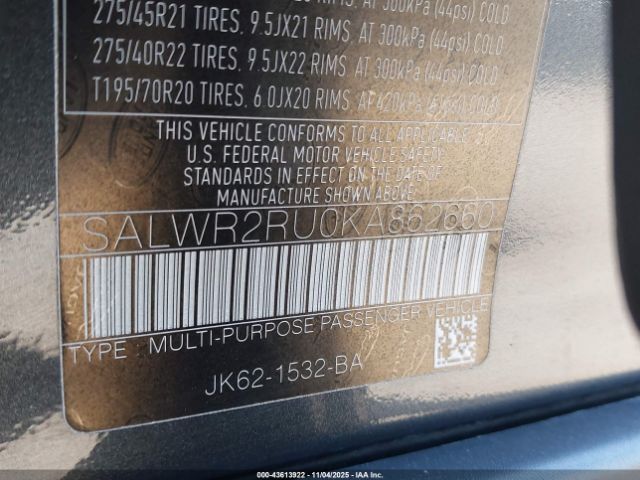 2019 LAND ROVER RANGE ROVER SPORT SALWR2RU0KA862660 Photo 8