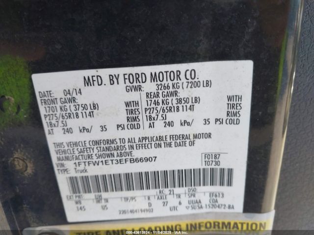 2014 FORD F-150 1FTFW1ET3EFB66907 Photo 8