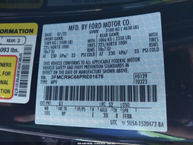 2023 FORD BRONCO SPORT 3FMCR9C68PRE01678 Photo 8