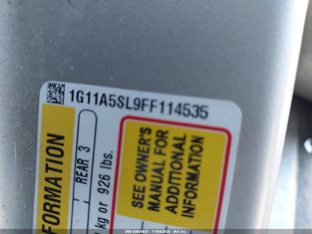 Chevrolet Malibu 1fl 2015 1G11A5SL9FF114535 Image 9