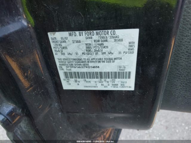 2007 FORD F-150 1FTPW14VX7KD14858 Photo 8