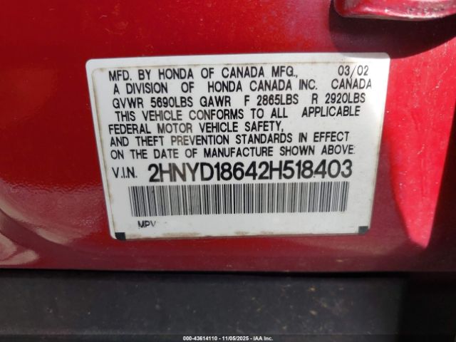 2002 ACURA MDX 2HNYD18642H518403 Photo 8