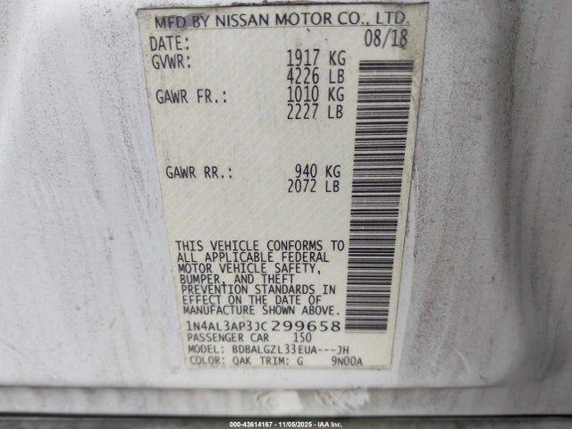 2018 NISSAN ALTIMA 1N4AL3AP3JC299658 Photo 8