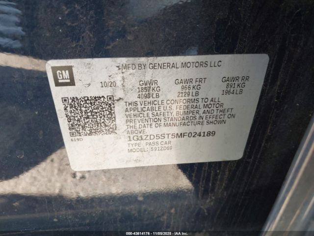 2021 CHEVROLET MALIBU 1G1ZD5ST5MF024189 Photo 8